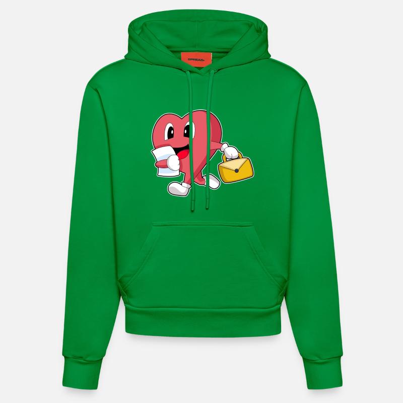 Porte-documents Heart Secretary - Sweat à capuche bio ajusté fabriqué en UE - City Green