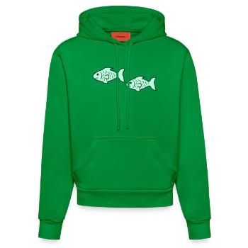 poissons2 - Sweat à capuche bio ajusté fabriqué en UE - City Green - Devant