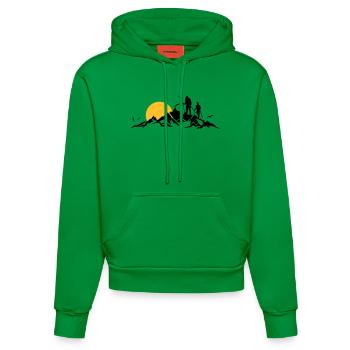 Natur - Berge Wanderer - Organic Fitted Hoodie Made in EU - City Green - Vorne