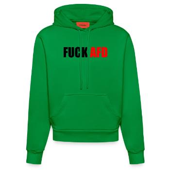 Fuck afd - Organic Fitted Hoodie Made in EU - City Green - Vorne