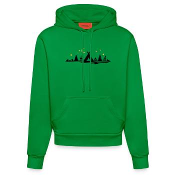 Freizeit - Camping Zelten Mond - Organic Fitted Hoodie Made in EU - City Green - Vorne