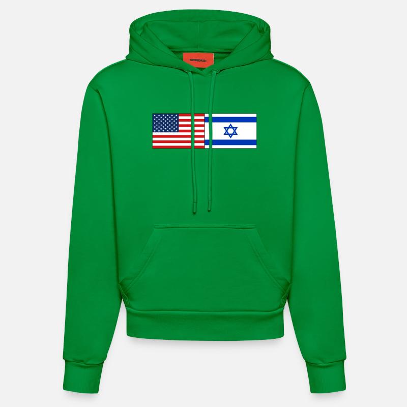 États-Unis, Israël Drapeau - Sweat à capuche bio ajusté fabriqué en UE - City Green