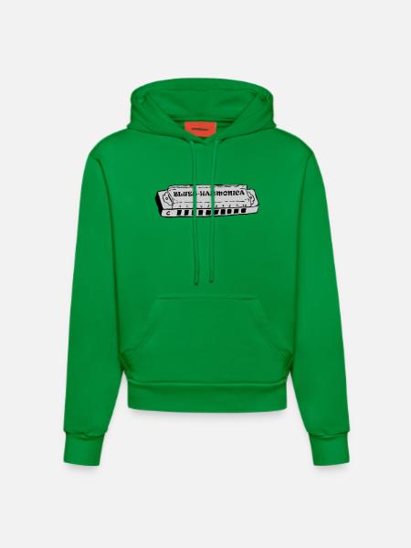 bluesharmonica - Organic Fitted Hoodie Made in EU - City Green
