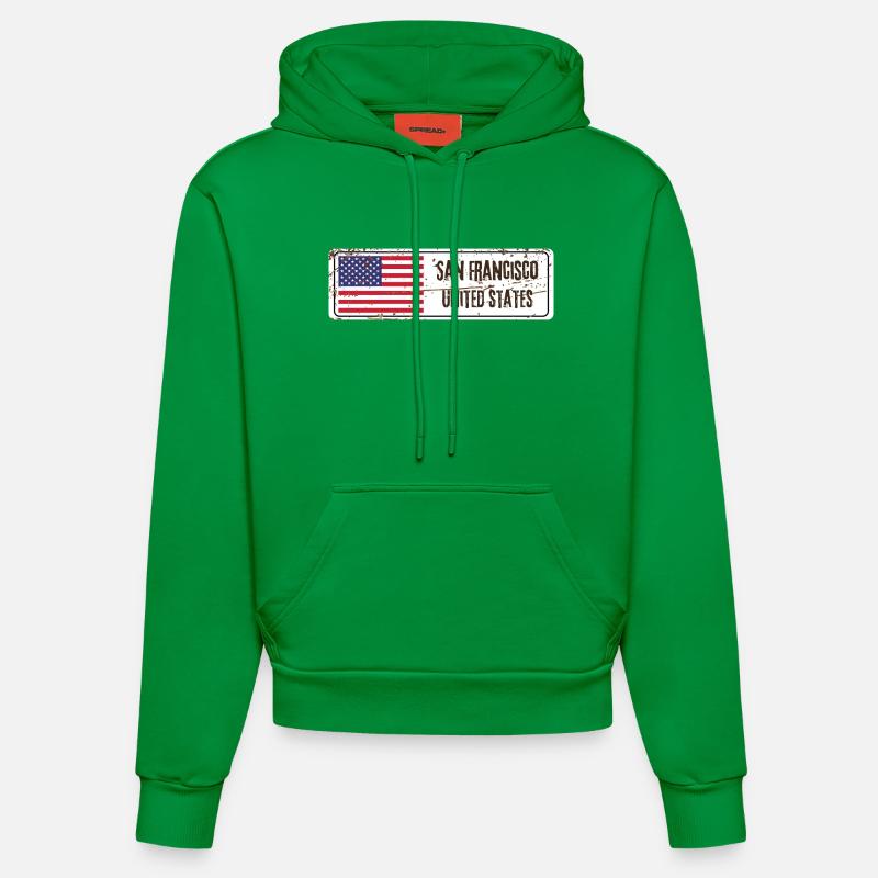 Drapeau de San Francisco - Sweat à capuche bio ajusté fabriqué en UE - City Green