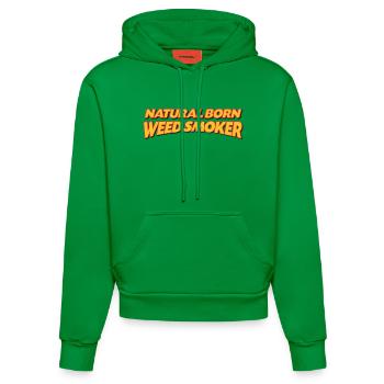 Natural born weed smoker 3col - Organic Fitted Hoodie Made in EU - City Green - Front