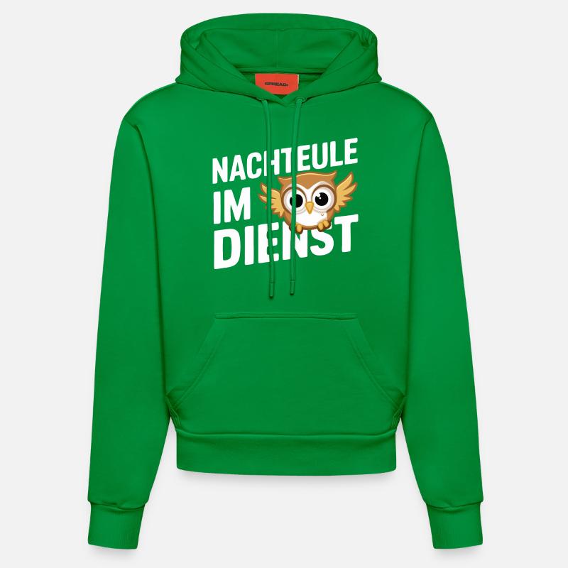 Nachteule Eule Eulen Vogel - Organic Fitted Hoodie Made in EU - City Green