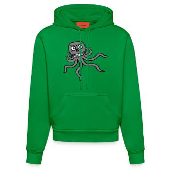 Oktopus Alien Monster Horror Außerirdischer Grinst - Organic Fitted Hoodie Made in EU - City Green - Vorne