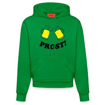 bier_prost - Organic Fitted Hoodie Made in EU - City Green - Vorne