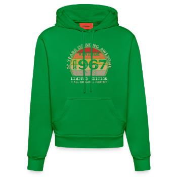 Born in 1967 - Vintage 1967 Retro Birthday - Organic Fitted Hoodie Made in EU - City Green - Front