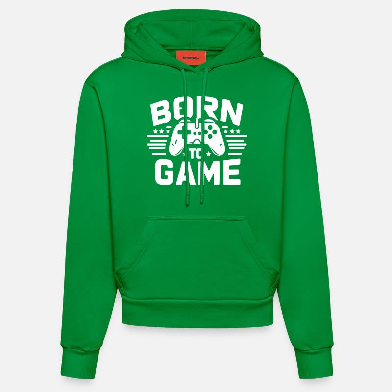Né pour le jeu - Sweat à capuche bio ajusté fabriqué en UE - City Green