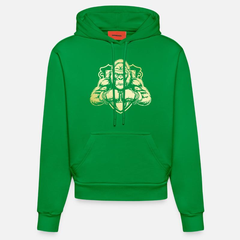 Boxer Gorille - Sweat à capuche bio ajusté fabriqué en UE - City Green