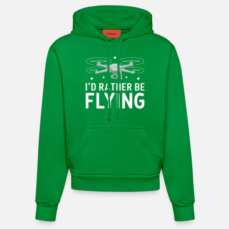 Drones Pilot Quadcopter Drone - Organic Fitted Hoodie Made in EU - City Green