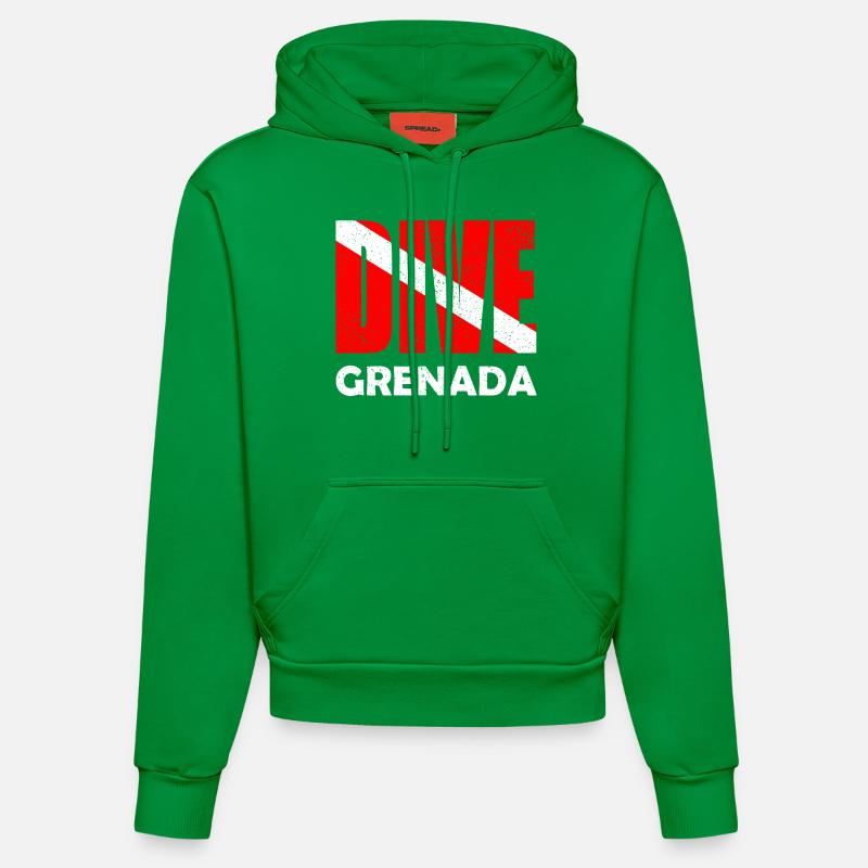 Plongée Grenade - Karibik - Caraïbes - Antilles - Sweat à capuche bio ajusté fabriqué en UE - City Green