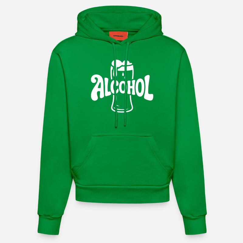 Alcool - Cool Drinking Logo - Sweat à capuche bio ajusté fabriqué en UE - City Green
