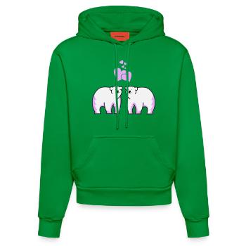 Eisbären verliebt - Organic Fitted Hoodie Made in EU - City Green - Vorne