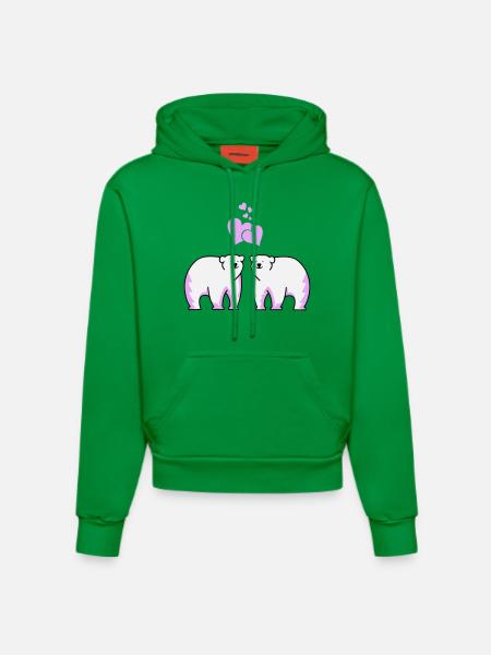 Eisbären verliebt - Organic Fitted Hoodie Made in EU - City Green