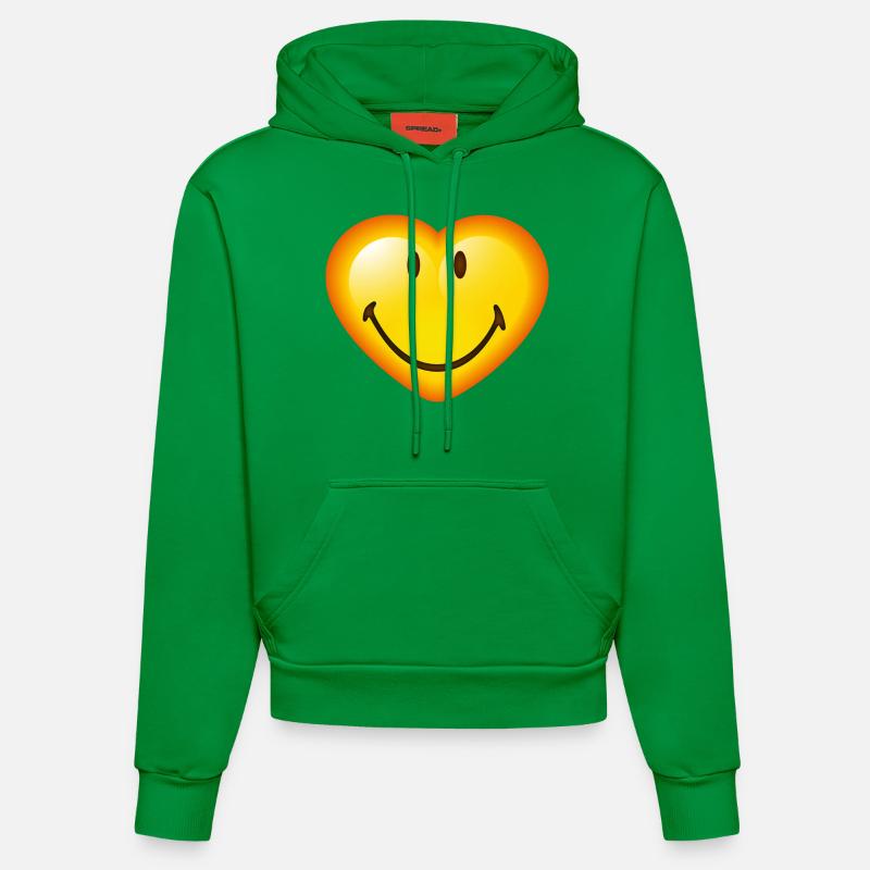 Smiley Glossy Heart - Sweat à capuche bio ajusté fabriqué en UE - City Green