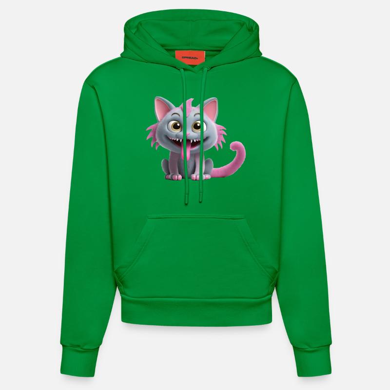 Chat monstre effrayant et mignon - Sweat à capuche bio ajusté fabriqué en UE - City Green