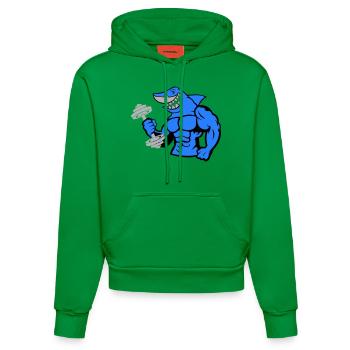 shark hai bodybuilding Hantel 1 - Organic Fitted Hoodie Made in EU - City Green - Vorne