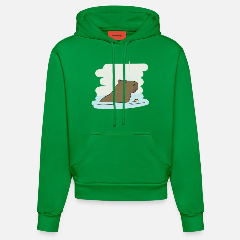 Design d’illustration « Baisers de Capybara » - Sweat à capuche bio ajusté fabriqué en UE - City Green