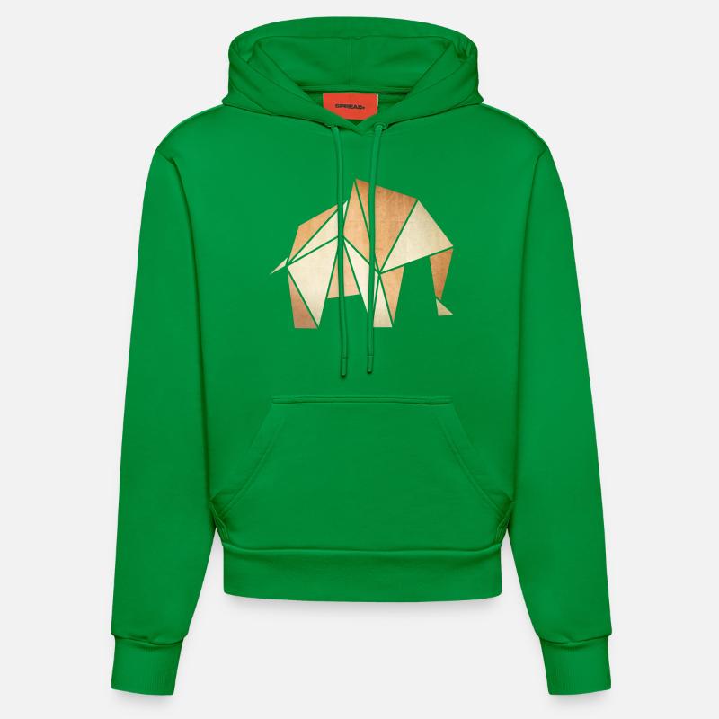 Origami: Elefant (Pergament-Optik) - Sweat à capuche bio ajusté fabriqué en UE - City Green