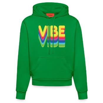 Nur gute Vibes - retro style - Organic Fitted Hoodie Made in EU - City Green - Vorne