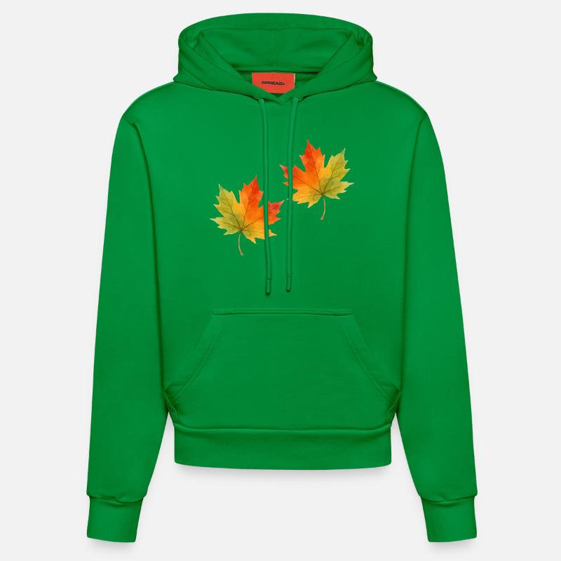 Feuille d’érable Feuille Aquarelle 2 - Sweat à capuche bio ajusté fabriqué en UE - City Green