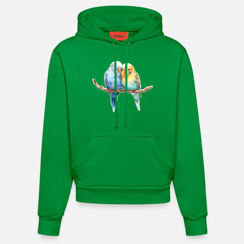 Paire de perruches - Sweat à capuche bio ajusté fabriqué en UE - City Green