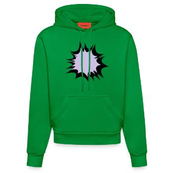 Comic speech bubble explosion - Organic Fitted Hoodie Made in EU - City Green - Front