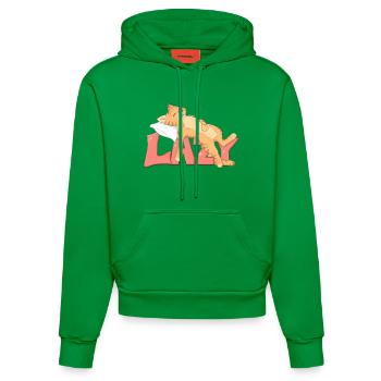 lazy cat - Organic Fitted Hoodie Made in EU - City Green - Front