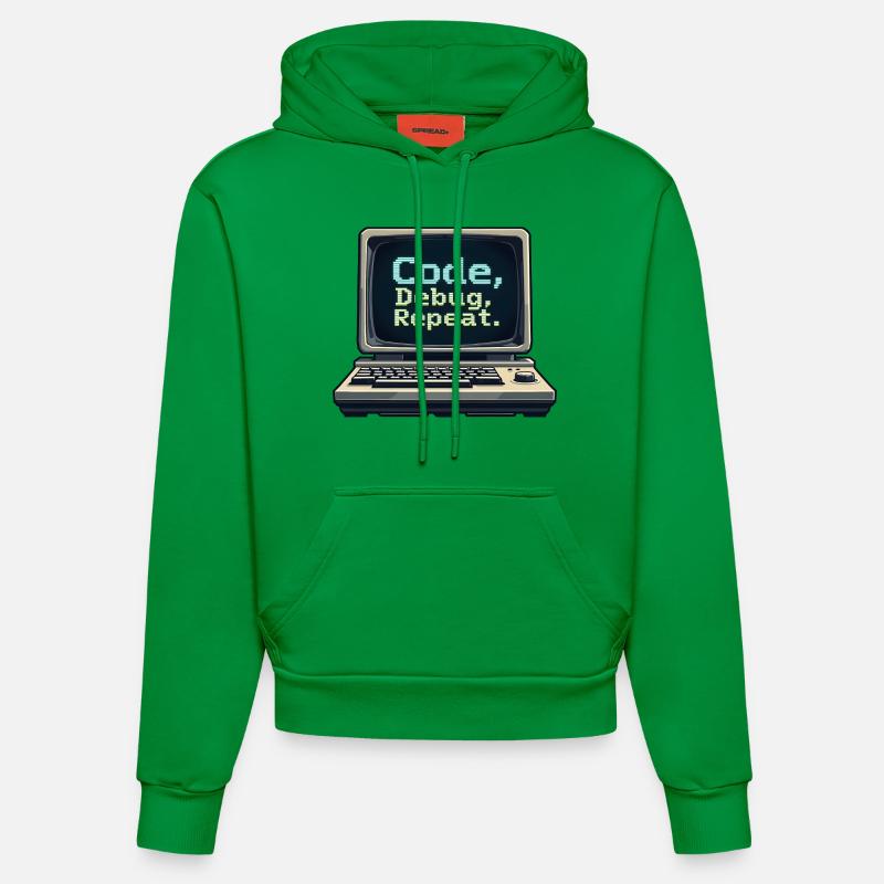 Code Debug Repeat - Software Engineer - Organic Fitted Hoodie Made in EU - City Green