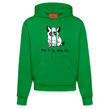 This is my happy face - Organic Fitted Hoodie Made in EU - City Green - Front