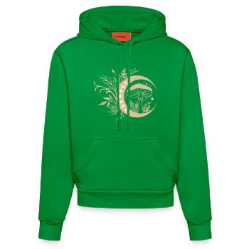 Cottagecore Aesthetic Mushroom - Organic Fitted Hoodie Made in EU - City Green - Front