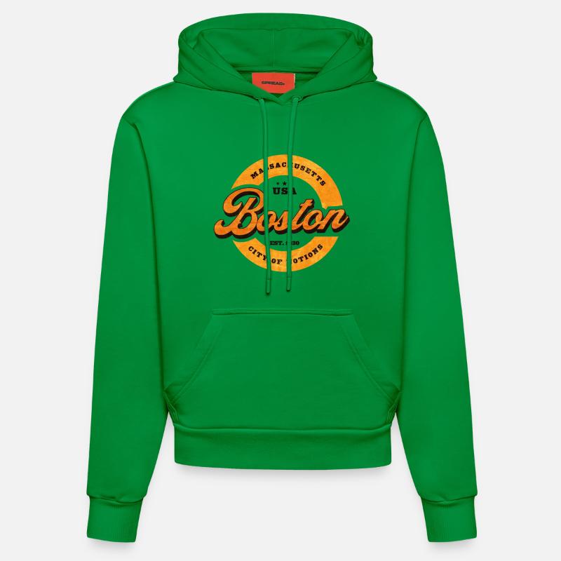 Impression du logo Boston Retro Circle - Sweat à capuche bio ajusté fabriqué en UE - City Green