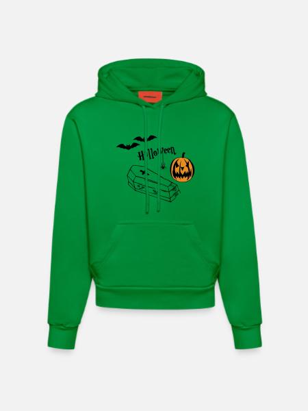 Halloween Pumpkin Silhouette - Organic Fitted Hoodie Made in EU - City Green