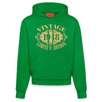 Vintage 1948 - 74 Years Old, 74th Birthday Gift - Organic Fitted Hoodie Made in EU - City Green - Front