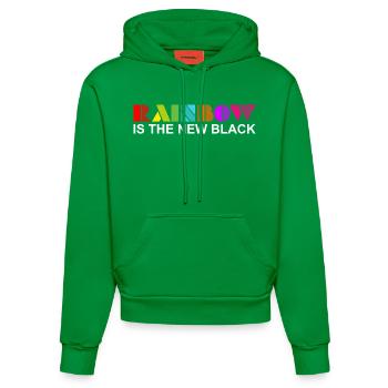 Rainbow Is The New Black Graphic - Organic Fitted Hoodie Made in EU - City Green - Front