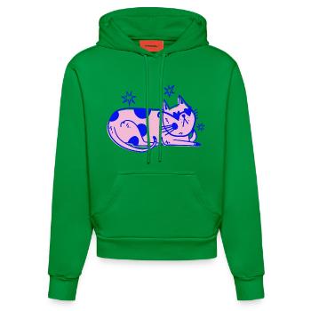 Chat élégant – Ambiance rétro détendue - Sweat à capuche bio ajusté fabriqué en UE - City Green - Devant