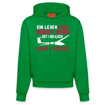 Leben ohne Segelfliegen - Organic Fitted Hoodie Made in EU - City Green - Vorne