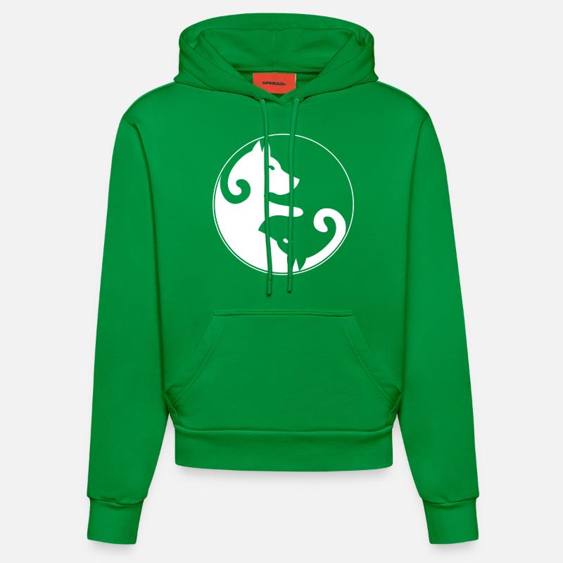Chiens de Yin Yang & - Sweat à capuche bio ajusté fabriqué en UE - City Green