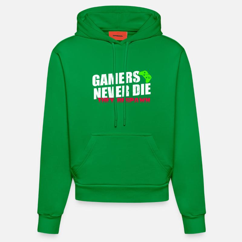 GAMERS NEVER DIE - Sweat à capuche bio ajusté fabriqué en UE - City Green