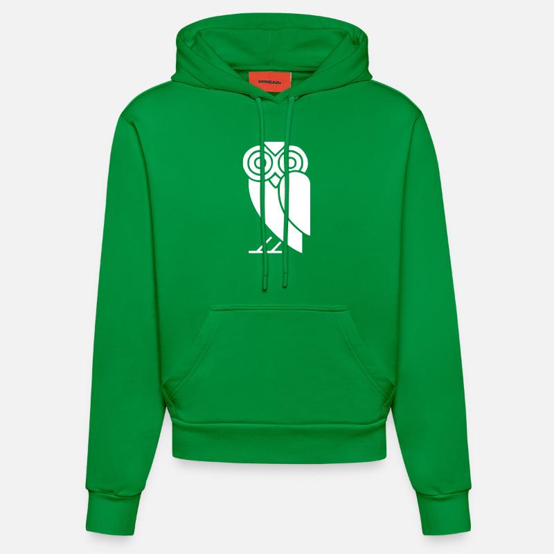 Comic Eule - Organic Fitted Hoodie Made in EU - City Green