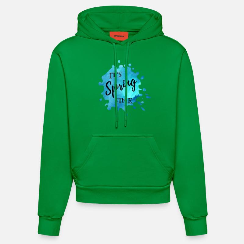 Farbklecks Blau "It's Spring Time" - Organic Fitted Hoodie Made in EU - City Green