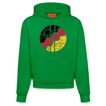 Germany Football German Fan Scratches Ball Cracks - Organic Fitted Hoodie Made in EU - City Green - Front