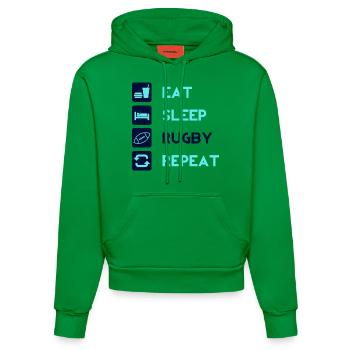 Mangez, dormez, rugby, répétez! Hommes femmes idée - Sweat à capuche bio ajusté fabriqué en UE - City Green - Devant