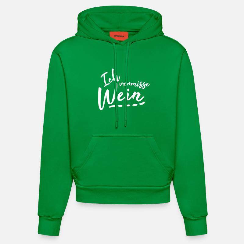 Le vin me manque - Sweat à capuche bio ajusté fabriqué en UE - City Green