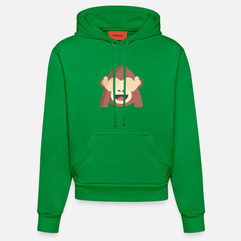 émoticône de singe mignon - Sweat à capuche bio ajusté fabriqué en UE - City Green