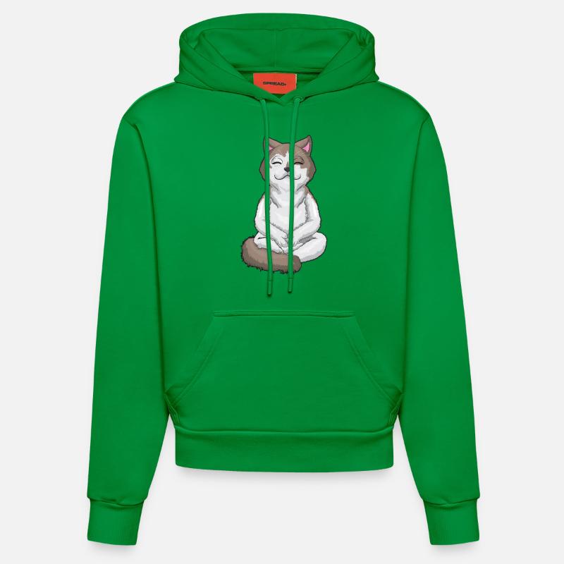 Chat faisant du yoga croisé - Sweat à capuche bio ajusté fabriqué en UE - City Green
