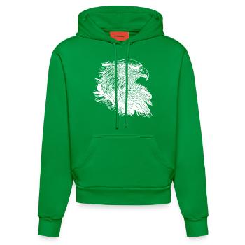 Elegant Eagle in Ink Vintage Tattoo Style - Organic Fitted Hoodie Made in EU - City Green - Front