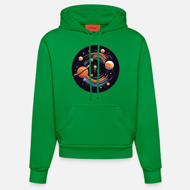 Univers Planètes du système solaire - Sweat à capuche bio ajusté fabriqué en UE - City Green